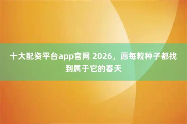十大配资平台app官网 2026,愿每粒种子都找到属于它的春天